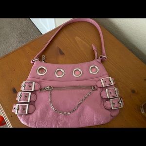 Pink Leather Purse wilt Silver Details